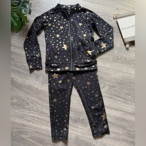 Ideology Kids’ Black and Gold Star Casual Loungewear Set - Jacket 4t Bottoms 3t